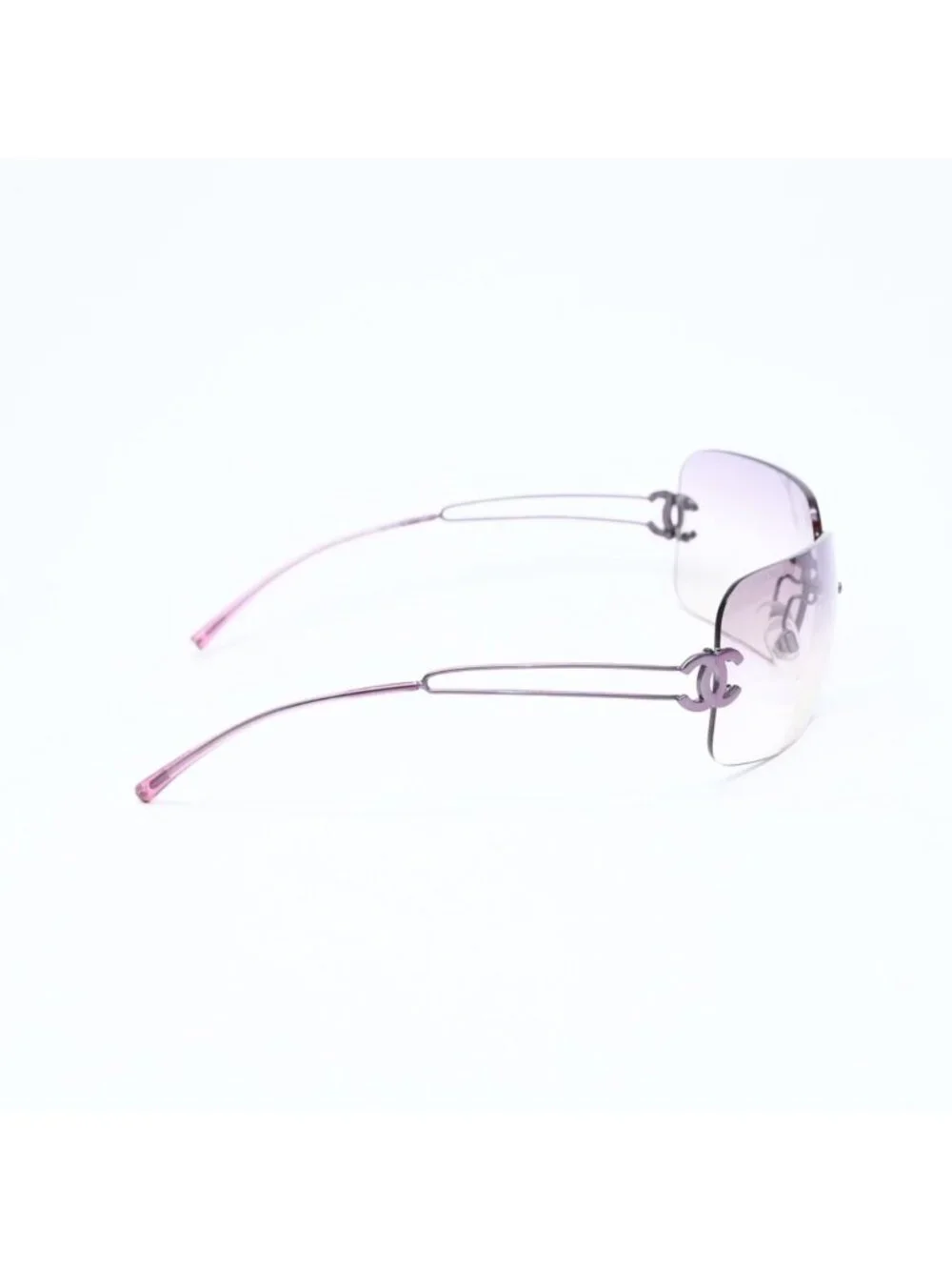 Chanel Rimless Sunglasses Side CC Logo Lavender Light Brown Gradient 16 Eyewear